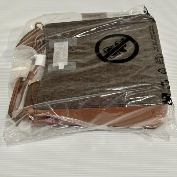 NEW Michael Kors Jet Set Travel Small Brown Signature Crossbody Messenger Bag - Picture 7 of 8